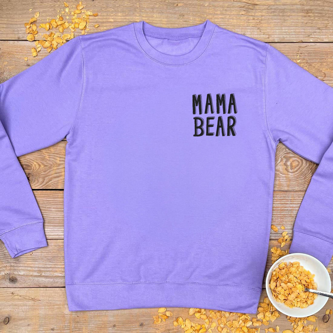 purple jumper with mama bear text print