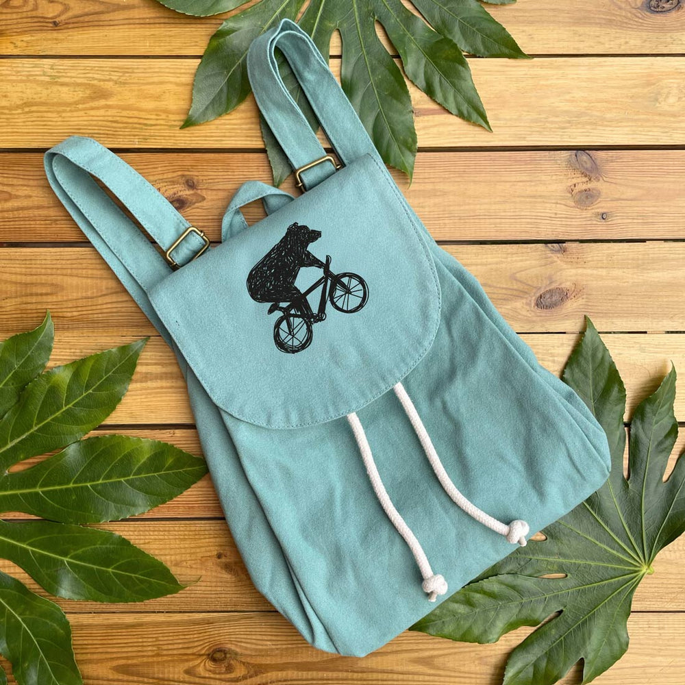 bear and bike mint backpack