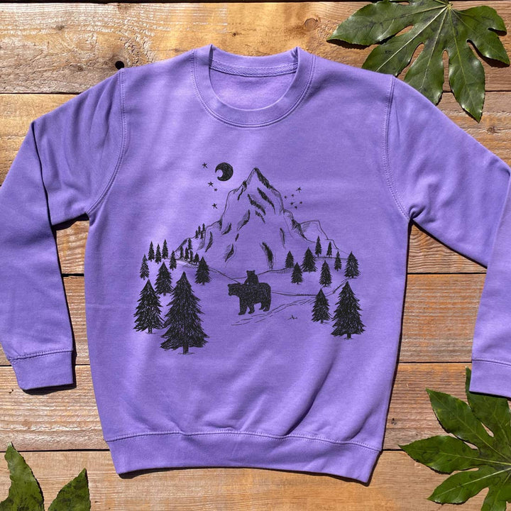 kids purple jumper with bear print