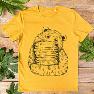 bear and pancakes mustard tee