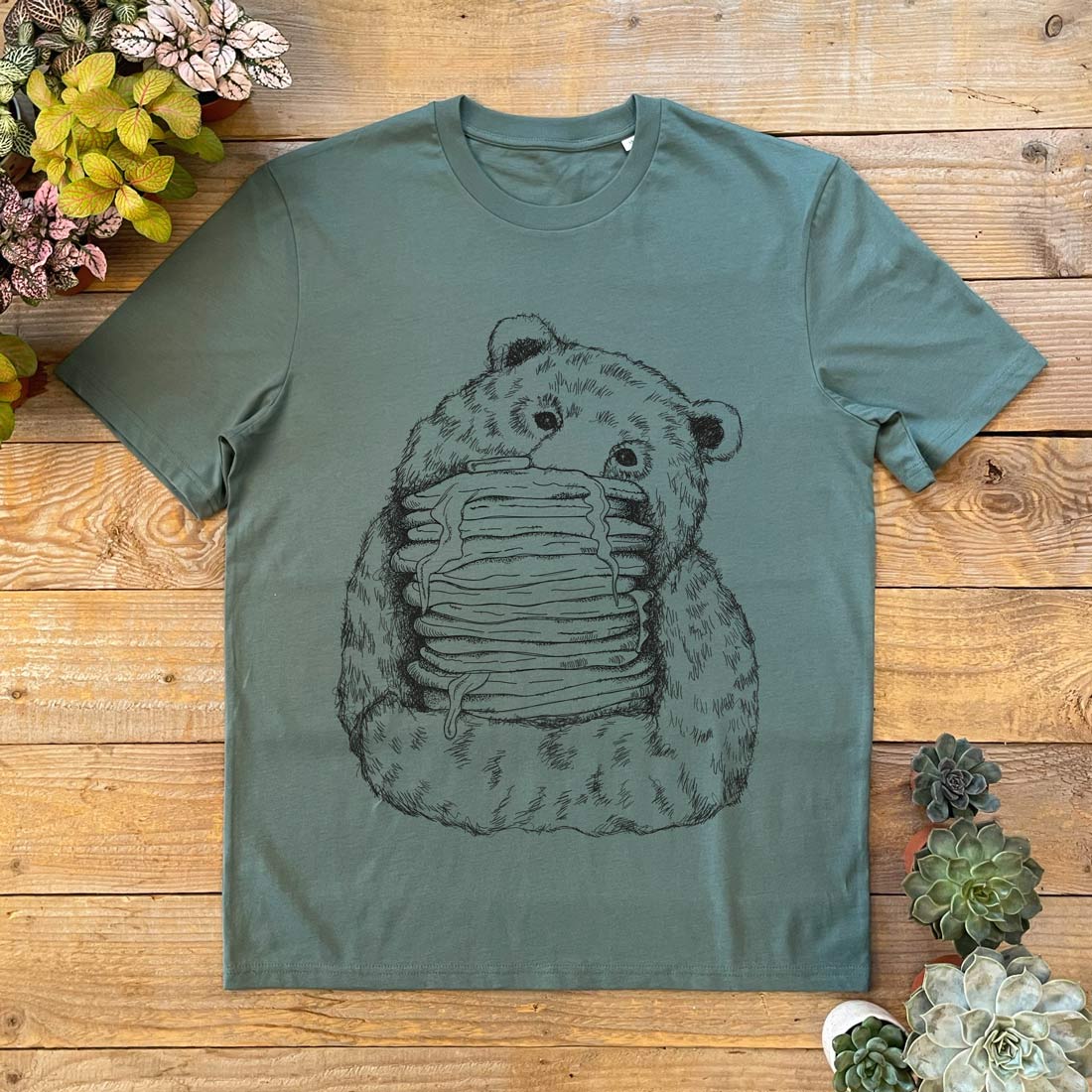 bear and pancakes khaki tee