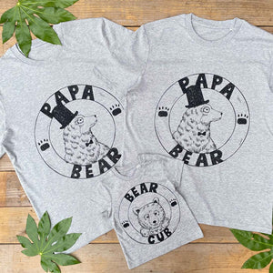 two papa bear and bear cub tshirt set