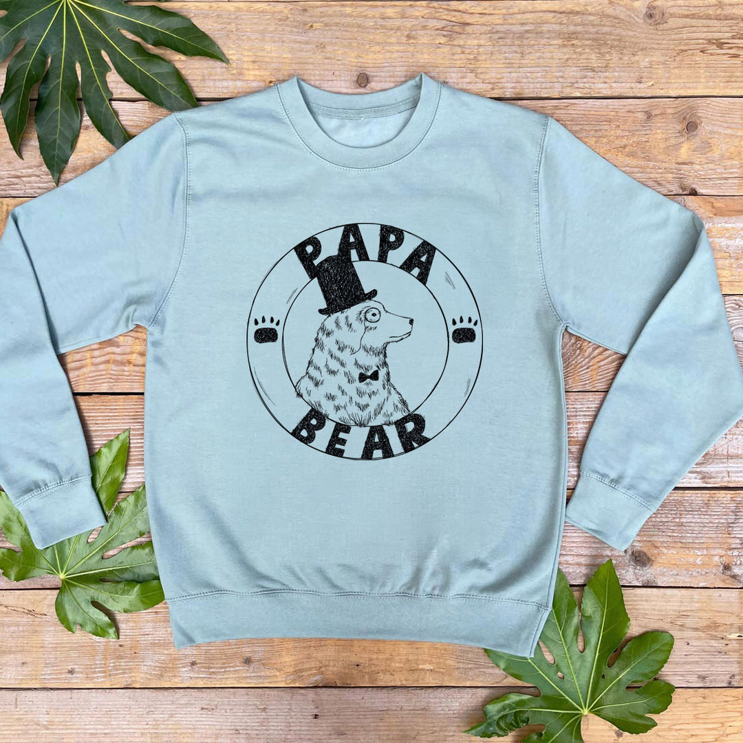 mint jumper with papa bear design
