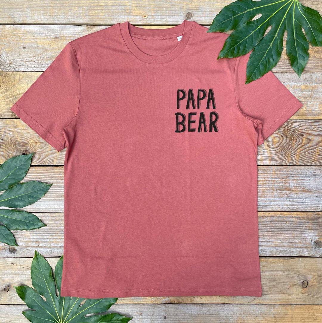 brown tshirt with papa bear text design
