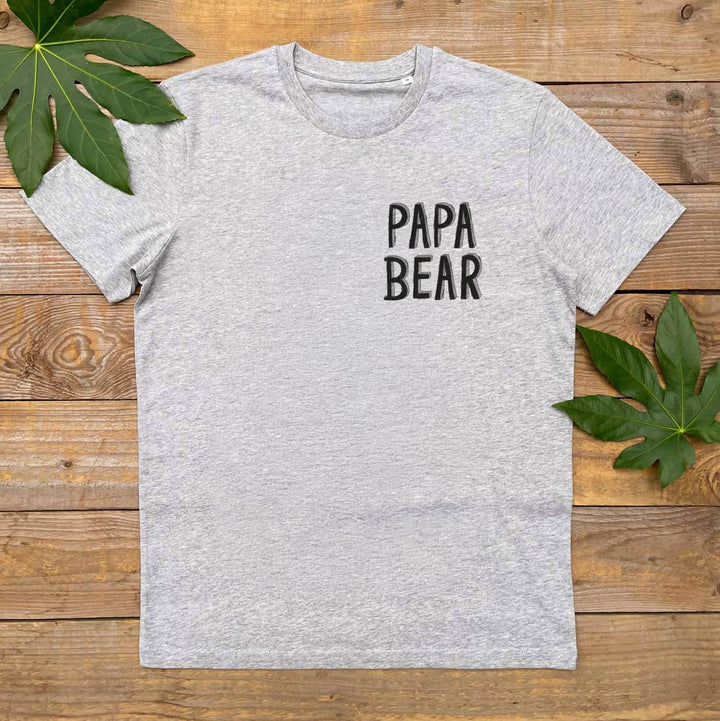 grey mens tee with papa bear text