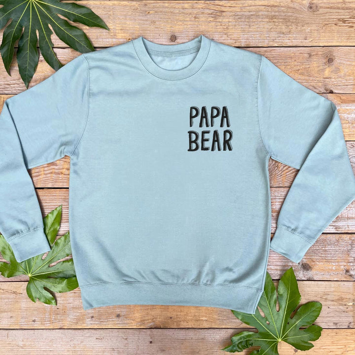 mens papa bear pocket print jumper