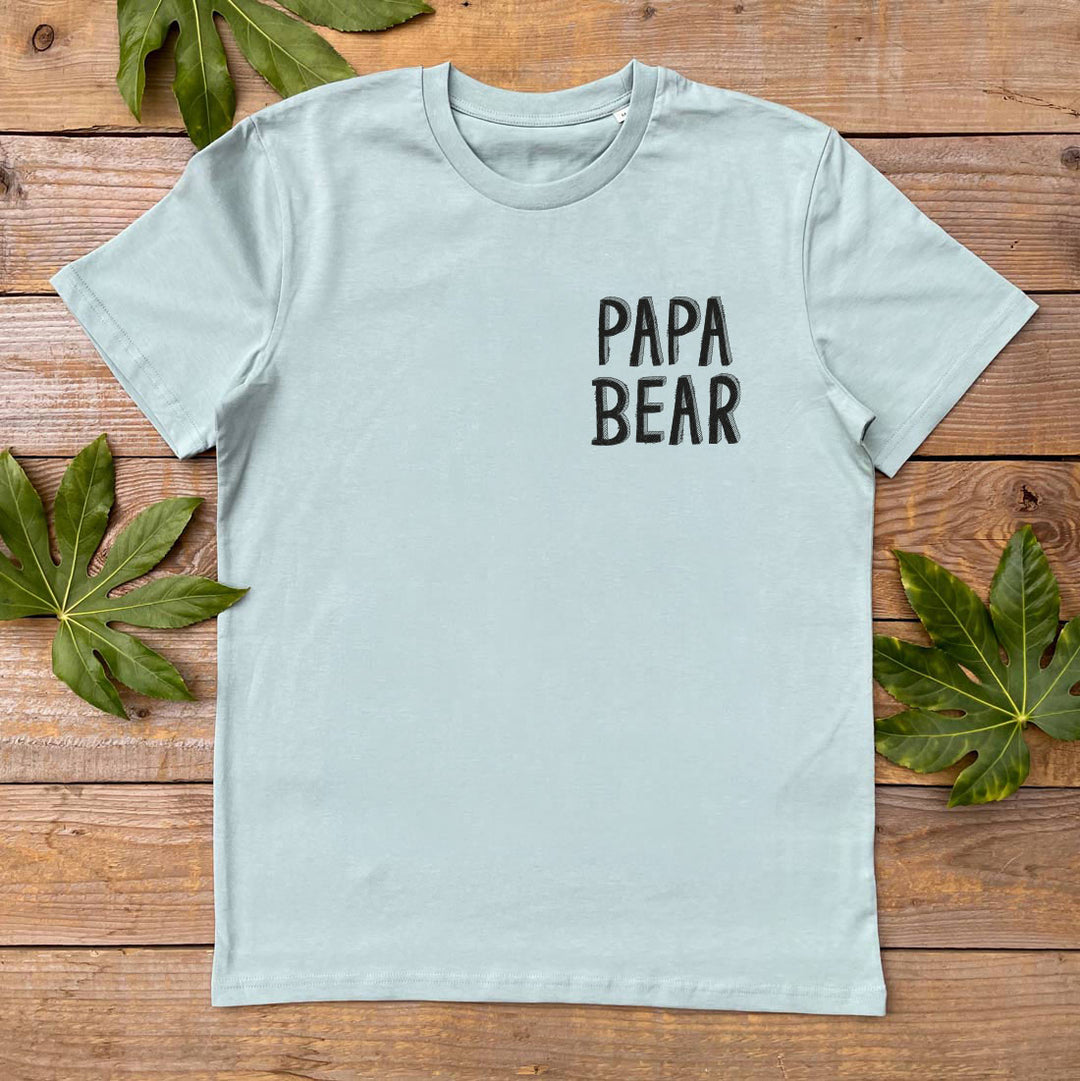 mens tshirt with papa bear text design