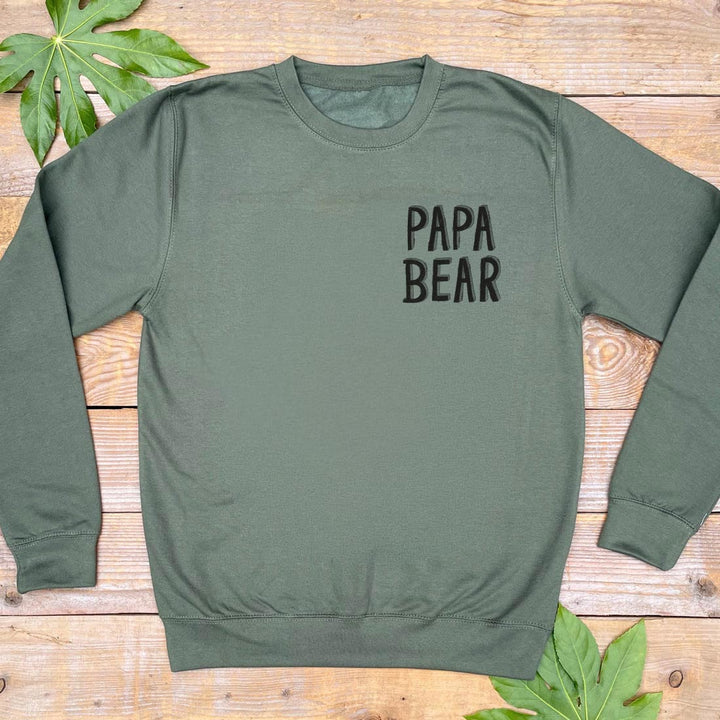 mens jumper with papa bear text design