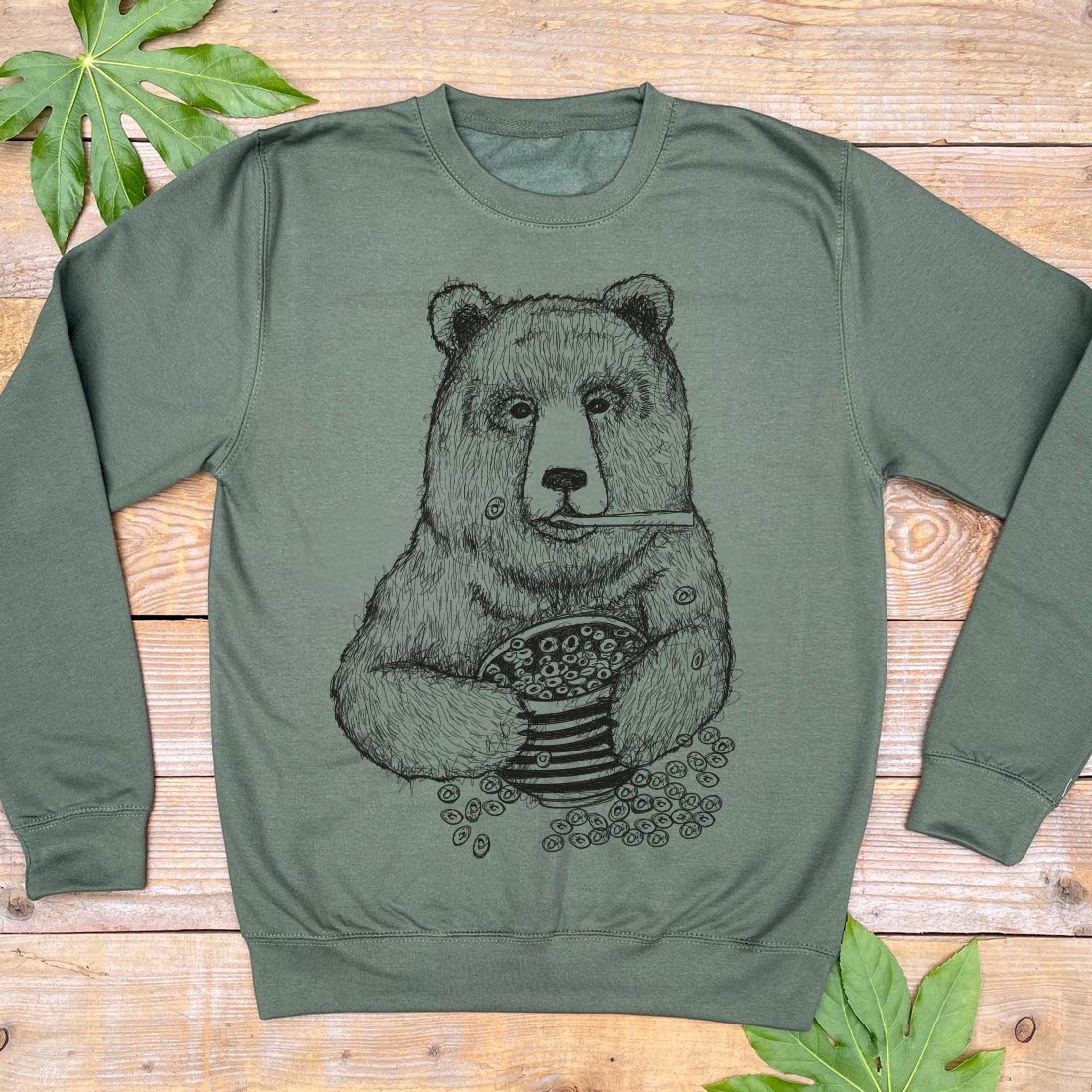 bear eating cereals jumper