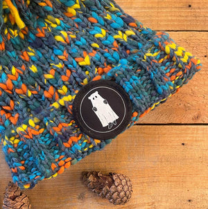 ghost bear patch bobble hat