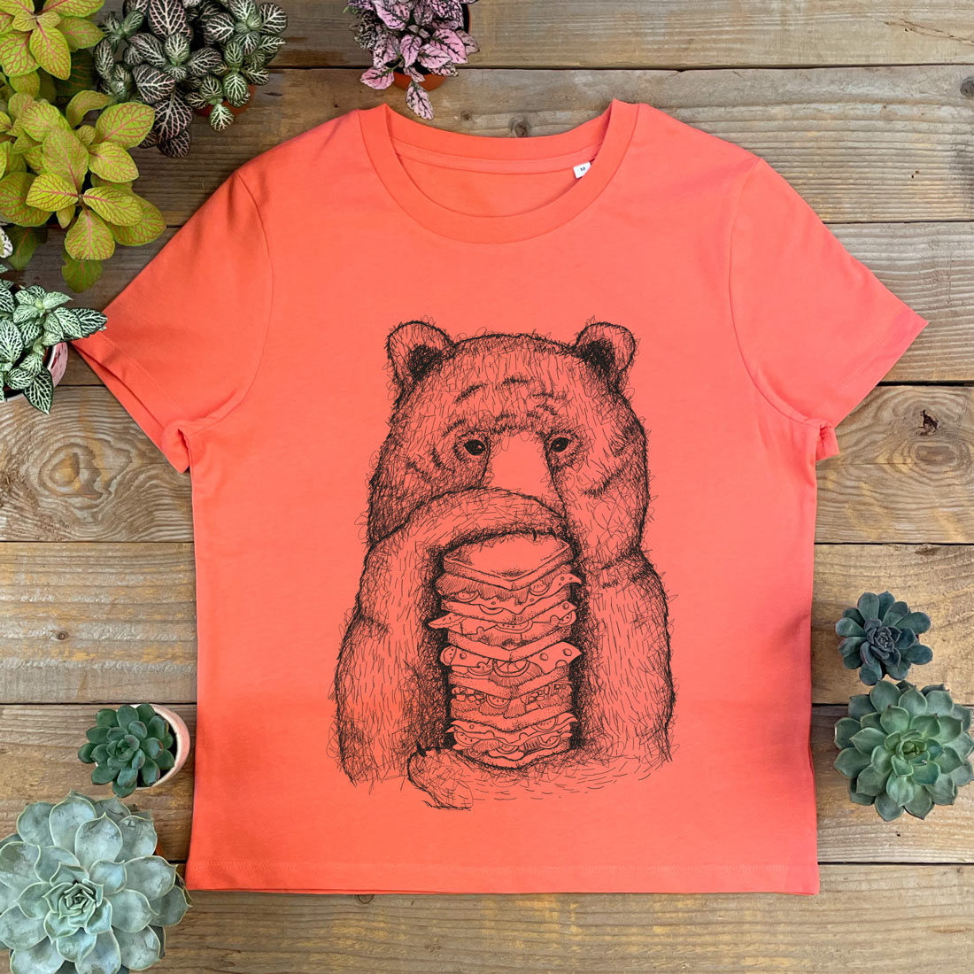 BEAR AND SANDWICH WOMENS TEE