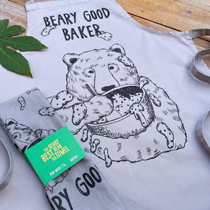 bear tea towel and apron