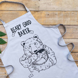 grey beary good baker apron