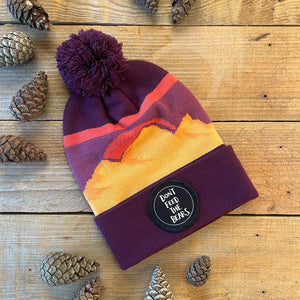 'Don't Feed The Bears' Bobble Hat - Sunset Mountain