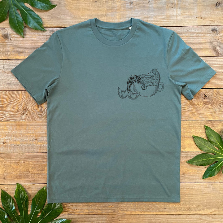 merbear in a teacup pesto tshirt