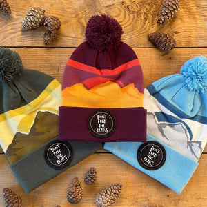 'Don't Feed The Bears' Bobble Hat - Sunset Mountain