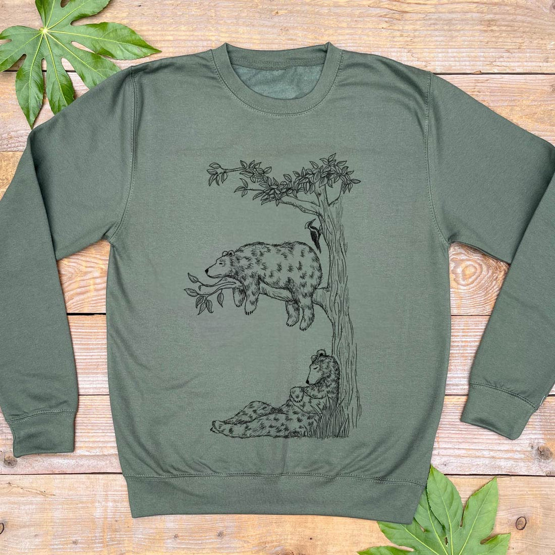 bears sleeping in tree jumper