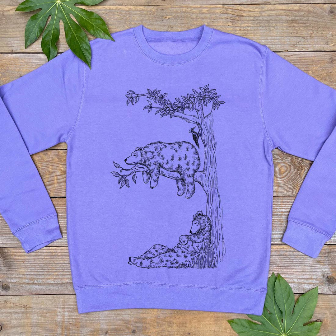 sleeping bears purple jumper