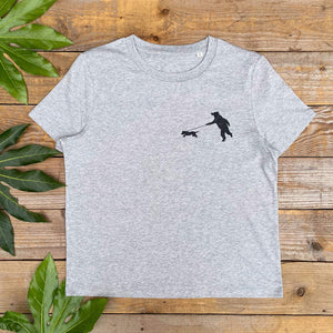 bear walking dog grey tee