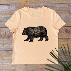 TSHIRT WITH BLACK BEAR WALKING