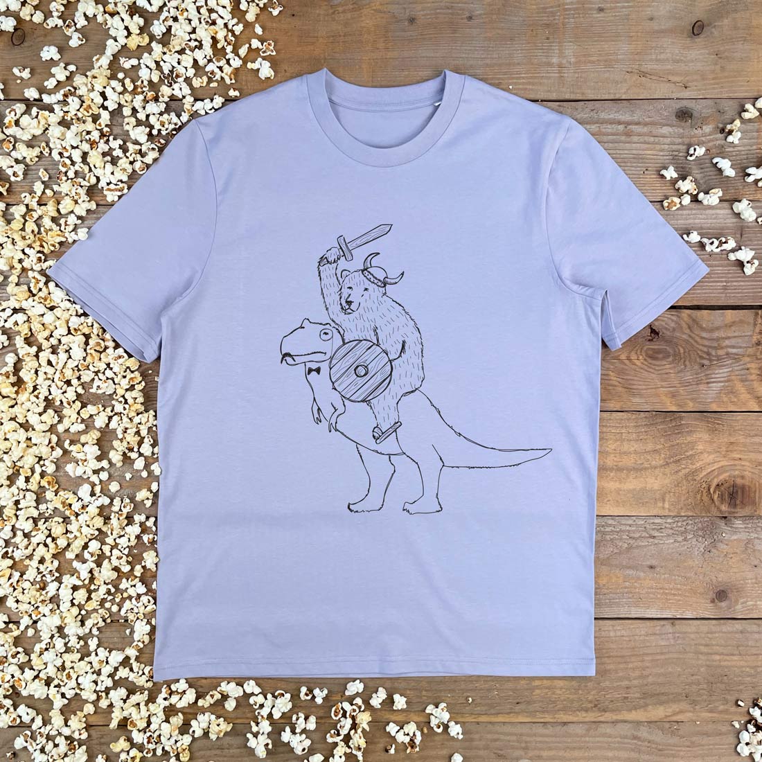 bear riding dinosaur tshirt