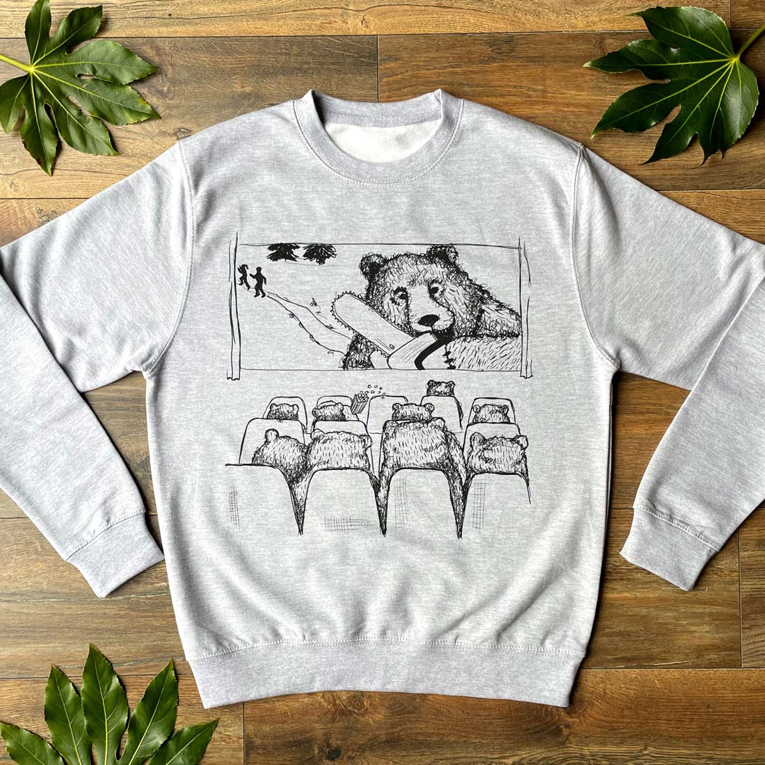 horror bear grey jumper