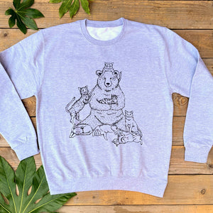 bear and cats jumper grey 