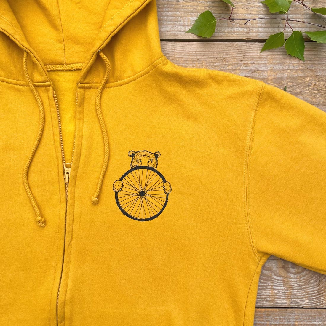 bear and bike wheel hoodie