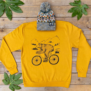 bear riding bike jumper mens