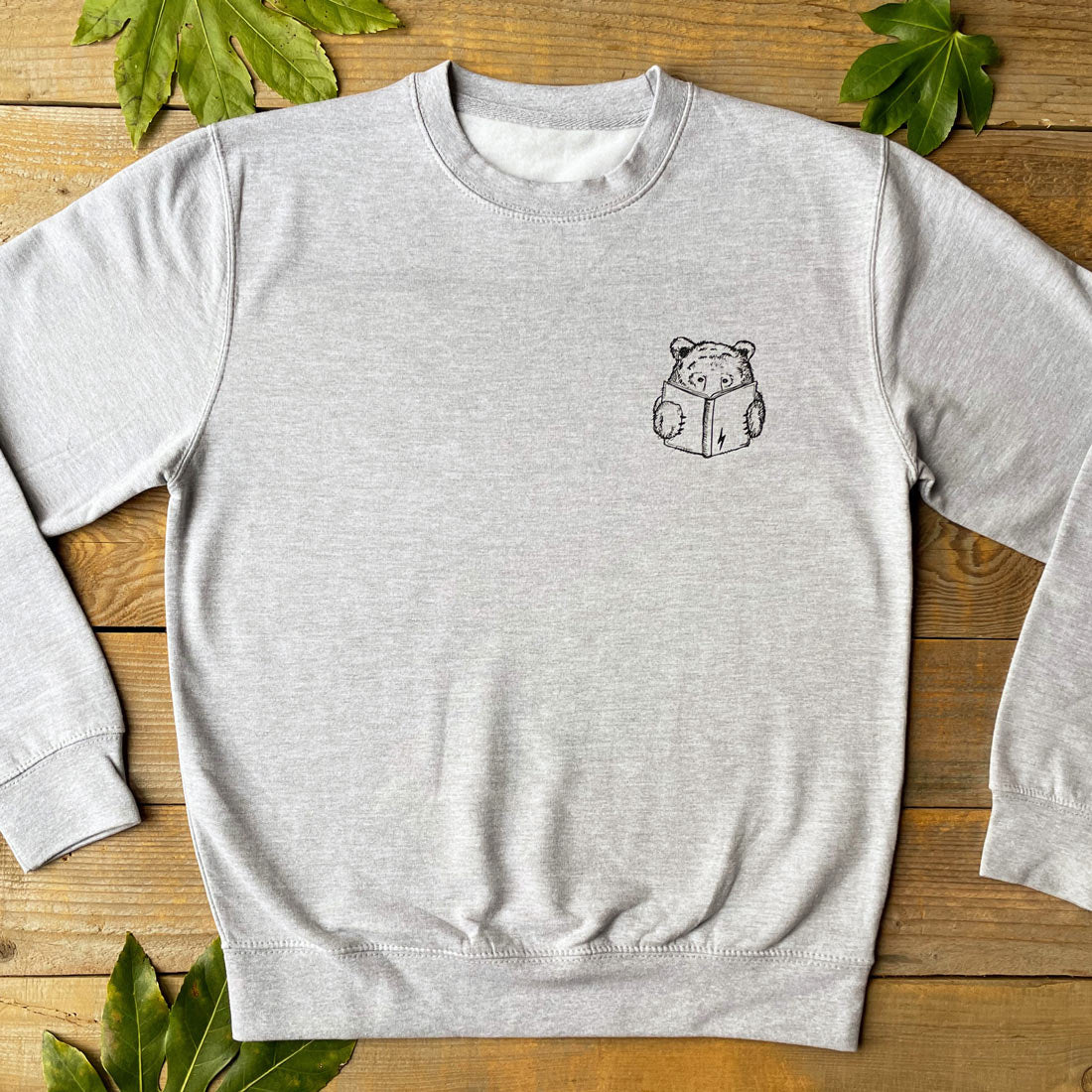 bear reading book men's jumper