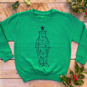 kids green bear jumper