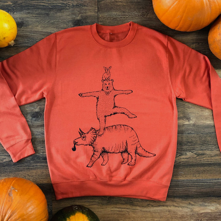 old bear new tricks burnt orange jumper 