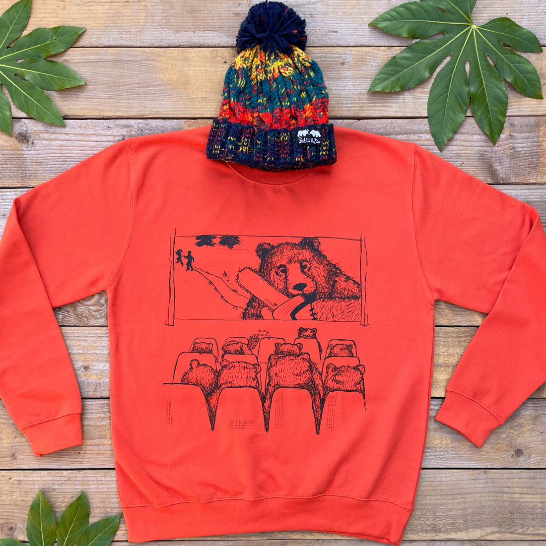 orange jumper with bear men's