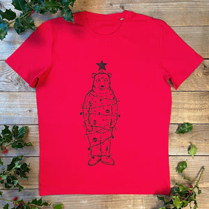 red christmas bear t-shirt