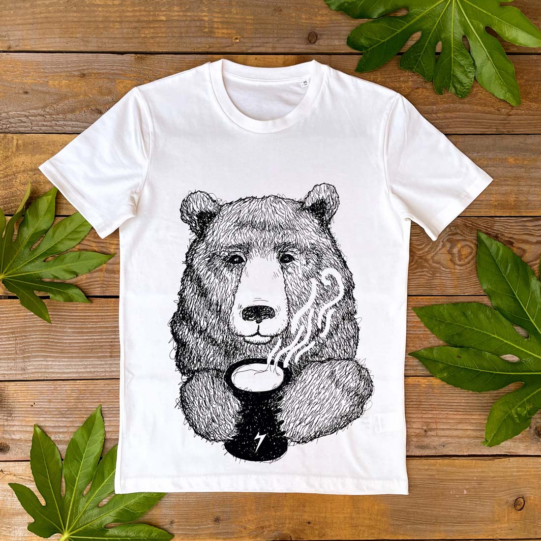 bear drinking coffee tee